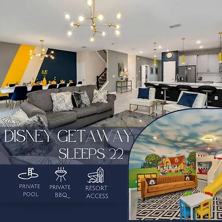 Magical Family Home 8Min Disneyworld Pool/Spa Sleeps 22-3